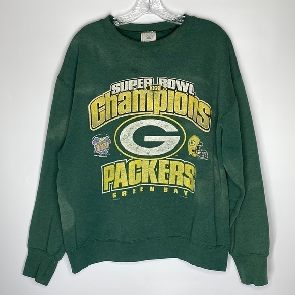 Delta Other - Vintage Delta Green Bay Packers Super Bowl Champions Green Crew Sweatshirt L 90s